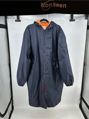 Adoretex Unisex XL Navy Swim Hooded Parka Orange Fleece Lining Cozy Like New